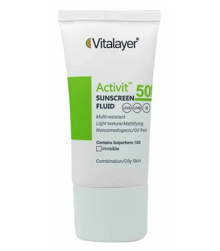پوست چرب بی رنگ ضد آفتاب ویتالیر بی رنگ پوست چرب اکتی ویت