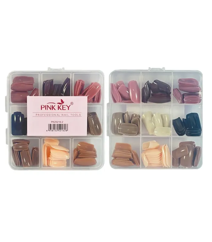 رنگی مصنوعی ناخن مصنوعی رنگی پینک کی 216 تایی